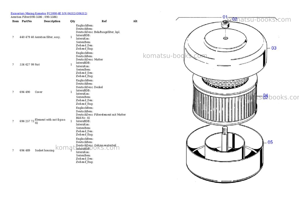 Komatsu pc3000-6e s/n 06312 Parts catalog cover Page 8