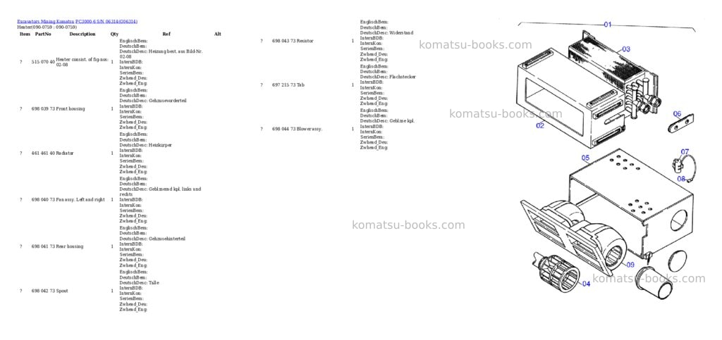 Komatsu pc3000-6 s/n 06314 Parts catalog cover Page 8