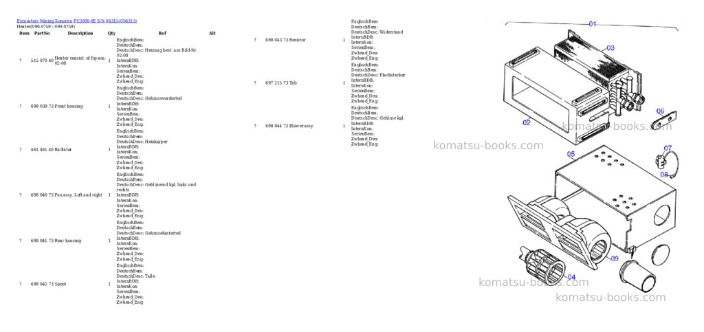 Komatsu PC3000-6E S/N 06315 Parts catalog cover Page 8