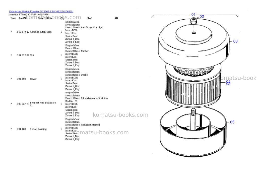 Komatsu pc3000-6 s/n 06325 Parts catalog cover Page 10
