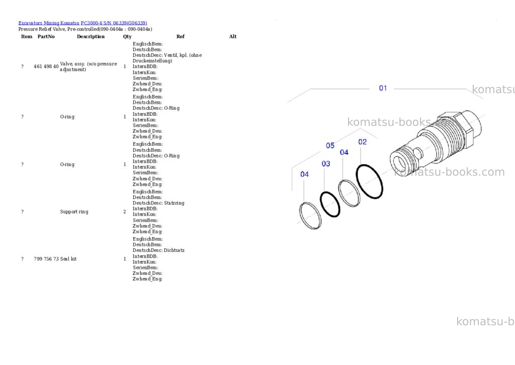 Komatsu PC3000-6 S/N 06339 Parts catalog cover Page 5