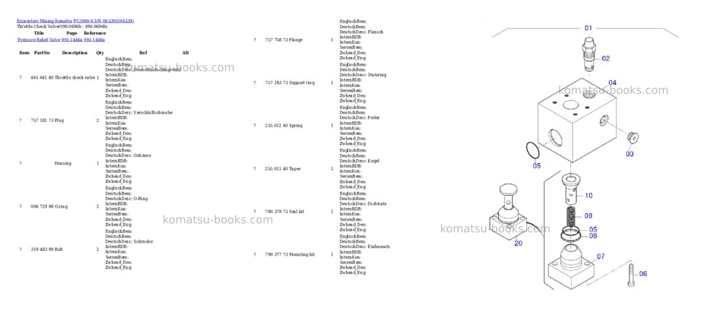 Komatsu PC3000-6 S/N 06339 Parts catalog cover Page 7