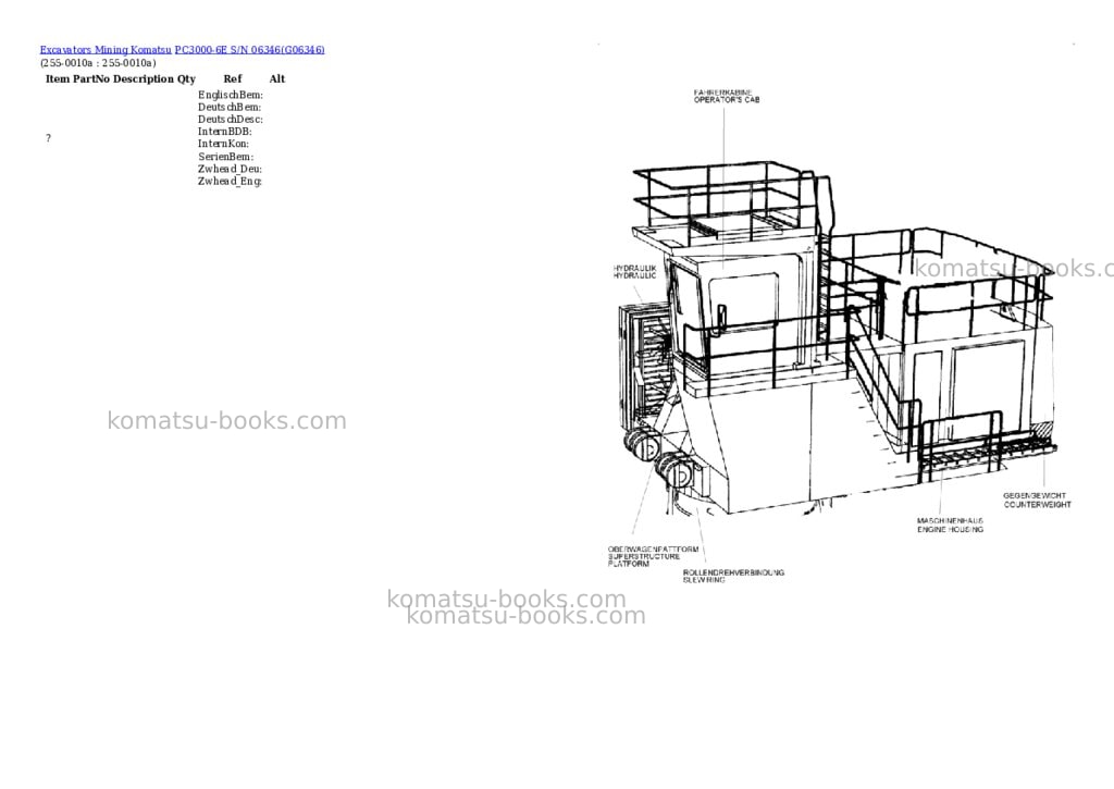 Komatsu PC3000-6E S/N 06346 Parts catalog cover Page 9 Komatsu PC3000-6E S/N 06346 Parts catalog cover Page 9