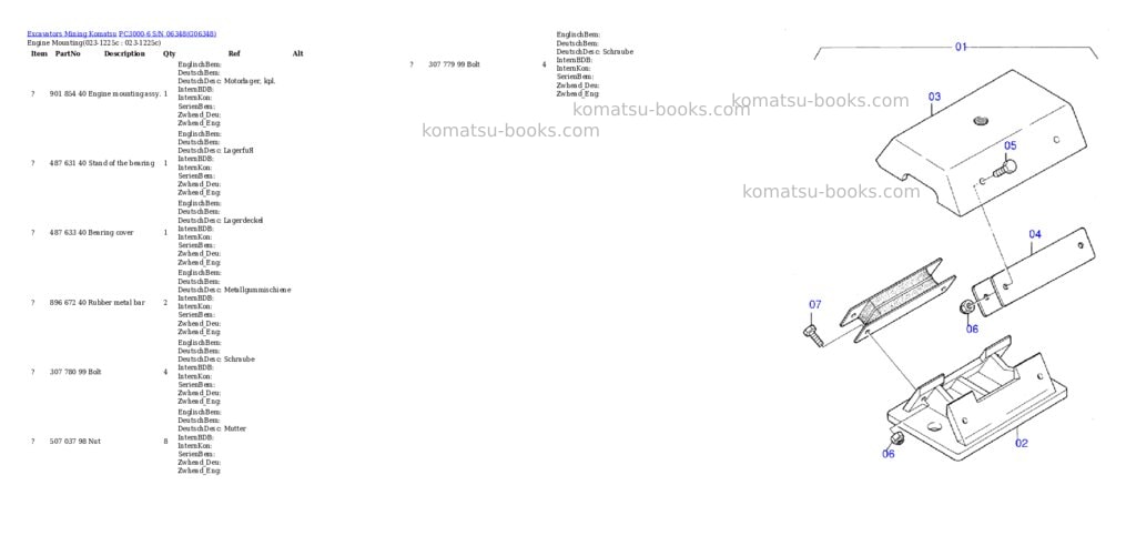 Komatsu PC3000-6 S/N 06348 Parts catalog cover