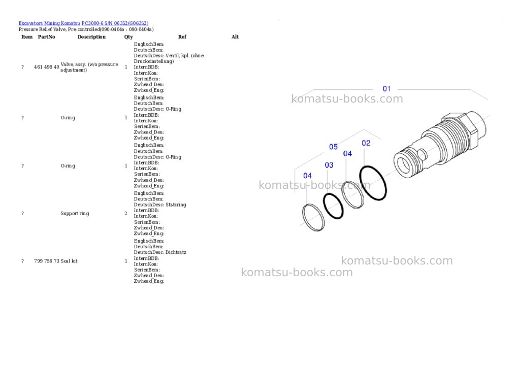 Komatsu PC3000-6 S/N 06352 Parts catalog cover Page 5