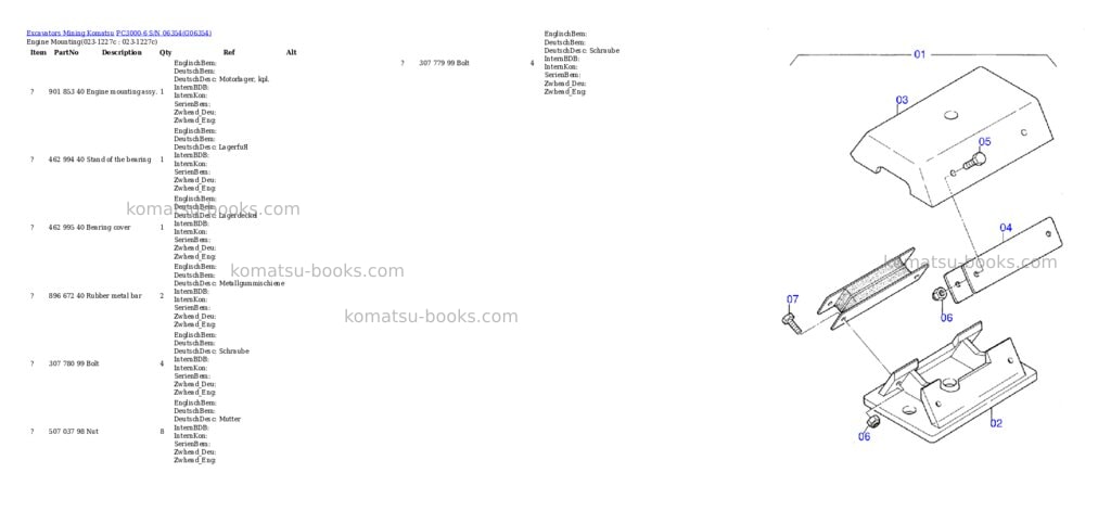 Komatsu PC3000-6 S/N 06354 Parts catalog cover Page 2 Komatsu PC3000-6 S/N 06354 Parts catalog cover Page 2