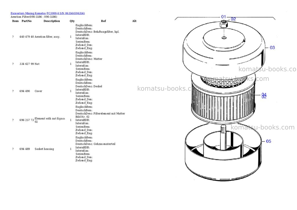 Komatsu PC3000-6 S/N 06356 Parts catalog cover Page 10