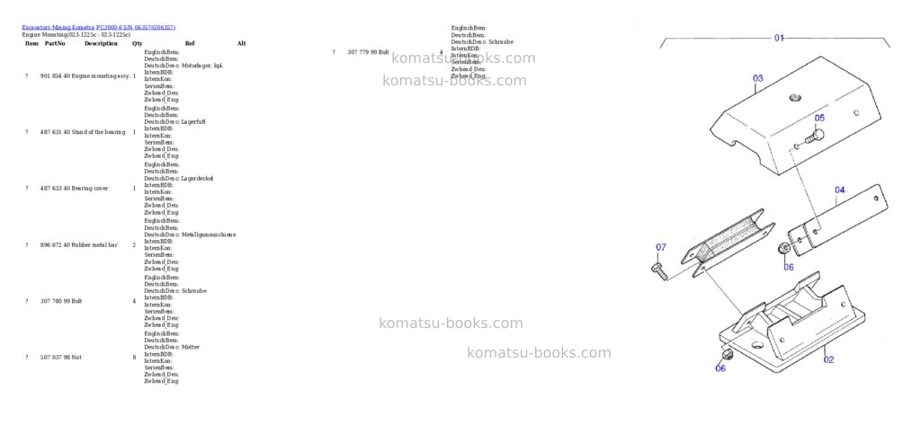 Komatsu PC3000-6 S/N 06357 Parts catalog cover