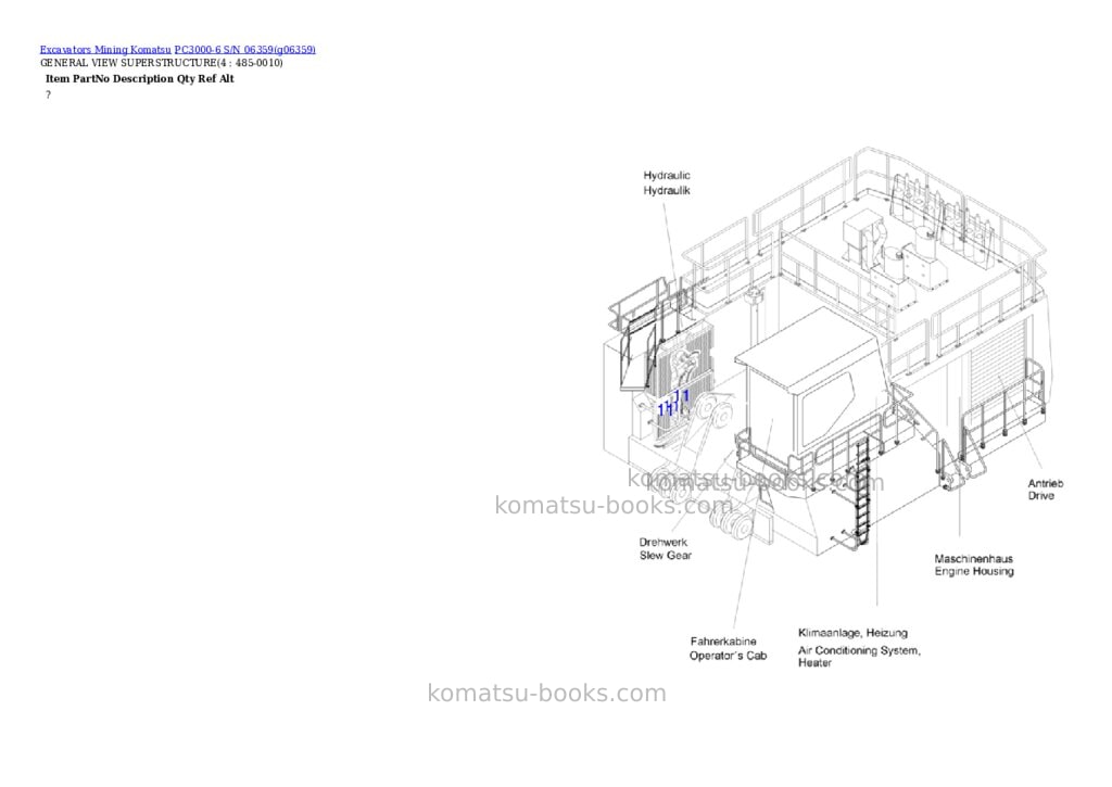 Komatsu PC3000-6 S/N 06359 Parts catalog cover