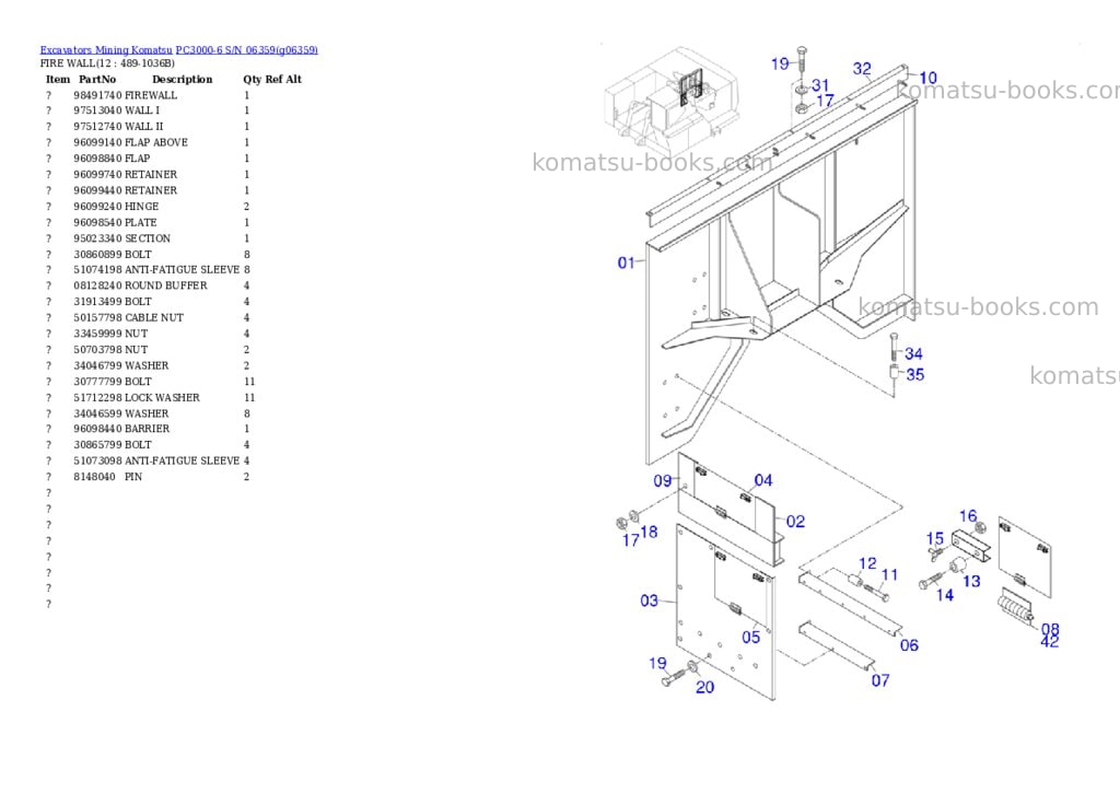 Komatsu PC3000-6 S/N 06359 Parts catalog cover Page 10