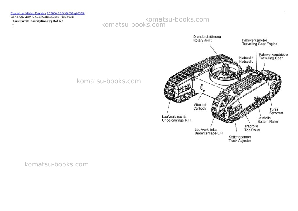 Komatsu PC3000-6 S/N 06359 Parts catalog cover Page 2