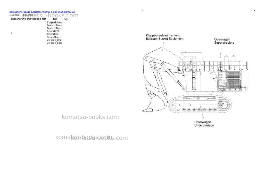 Komatsu PC3000-6 S/N 06363 Parts catalog cover Page 10