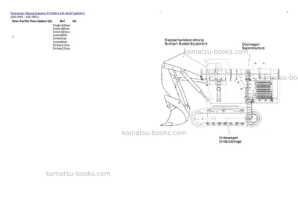 Komatsu PC3000-6 S/N 06367 Parts catalog cover Page 10