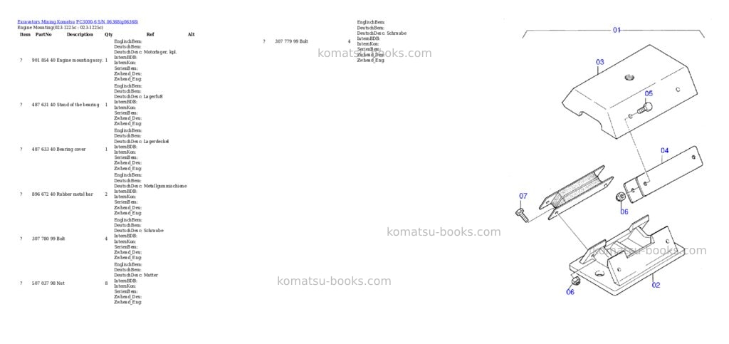Komatsu PC3000-6 S/N 06368 Parts catalog cover
