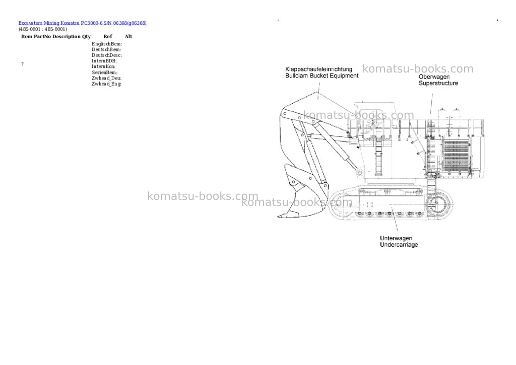 Komatsu PC3000-6 S/N 06368 Parts catalog cover Page 10