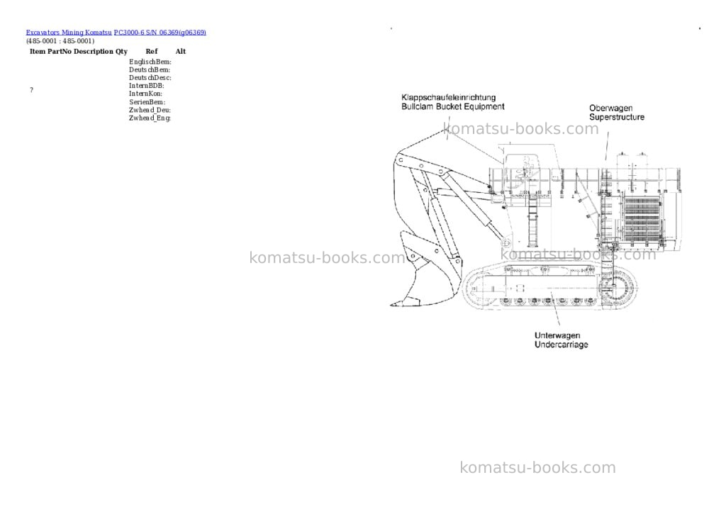 Komatsu PC3000-6 S/N 06369 Parts catalog cover Page 10