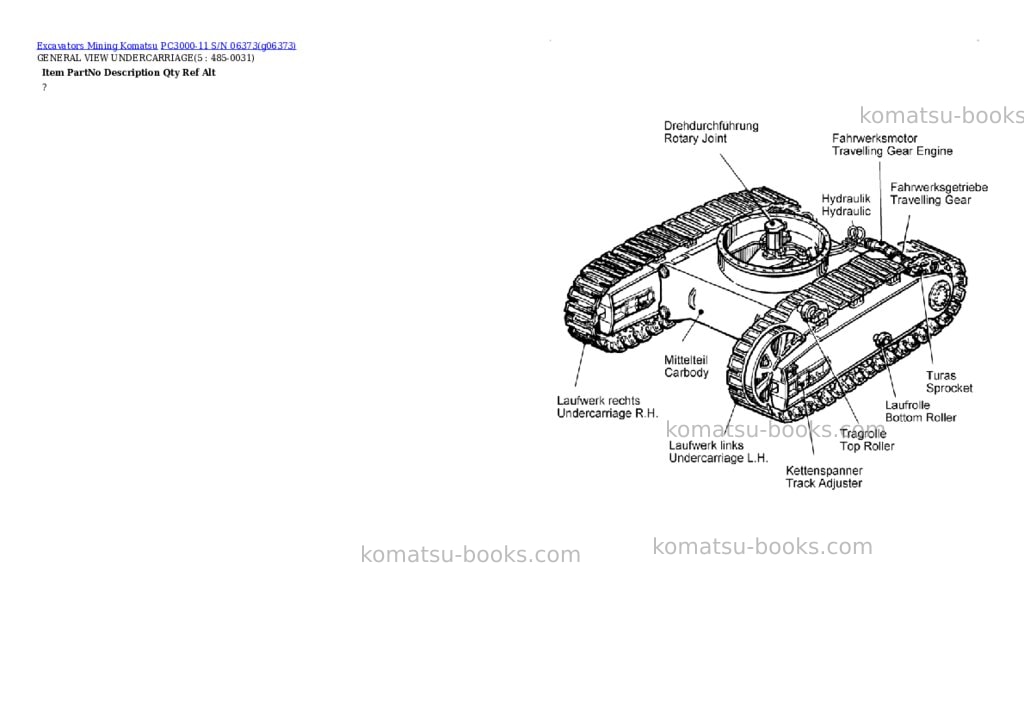 Komatsu PC3000-11 S/N 06373 Parts catalog cover Page 2 Komatsu PC3000-11 S/N 06373 Parts catalog cover Page 2