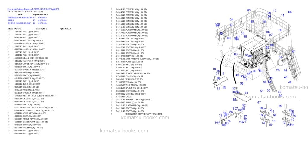 Komatsu PC3000-11 S/N 06373 Parts catalog cover Page 5 Komatsu PC3000-11 S/N 06373 Parts catalog cover Page 5