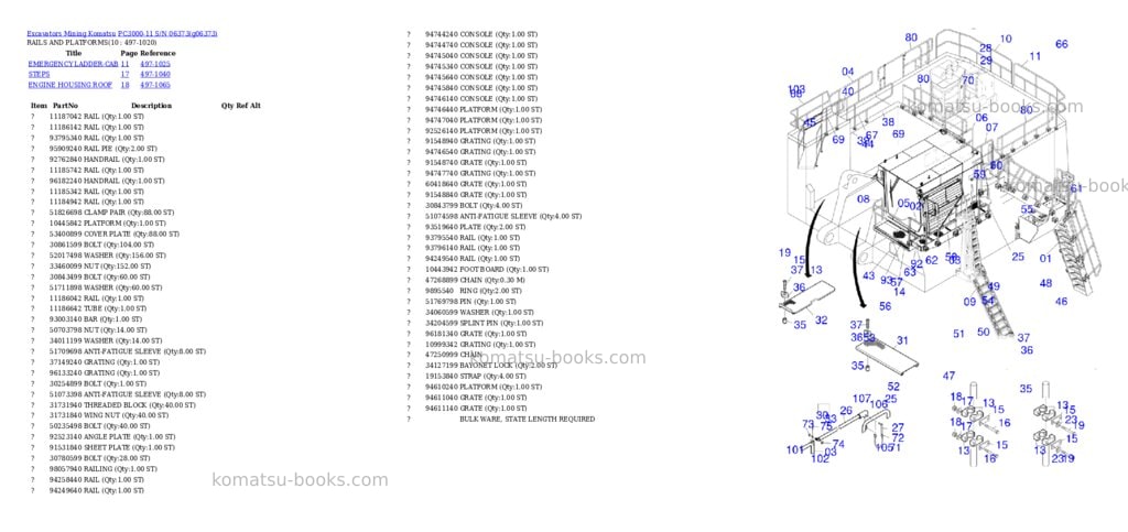Komatsu PC3000-11 S/N 06373 Parts catalog cover Page 6 Komatsu PC3000-11 S/N 06373 Parts catalog cover Page 6