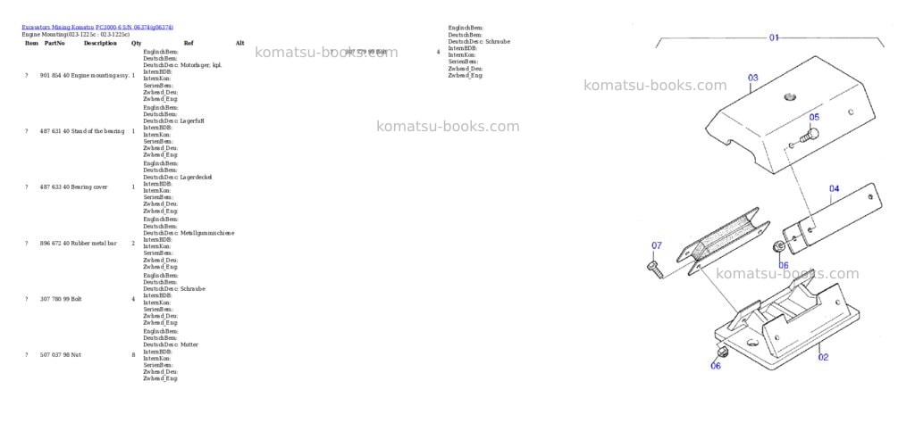 Komatsu PC3000-6 S/N 06374 Parts catalog cover