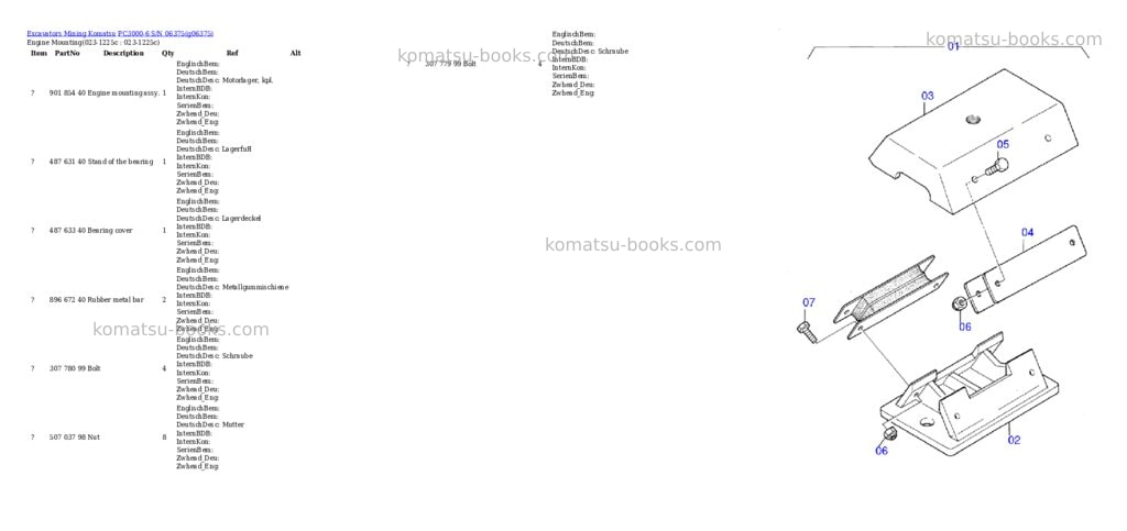 Komatsu PC3000-6 S/N 06375 Parts catalog cover