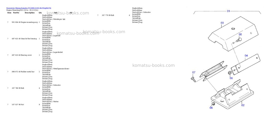 Komatsu PC3000-6 S/N 06376 Parts catalog cover
