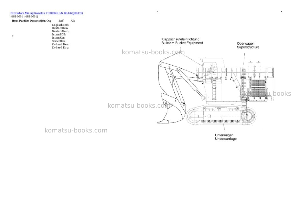 Komatsu PC3000-6 S/N 06376 Parts catalog cover Page 10