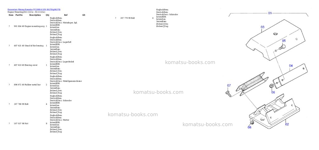 Komatsu PC3000-6 S/N 06378 Parts catalog cover Komatsu PC3000-6 S/N 06378 Parts catalog cover
