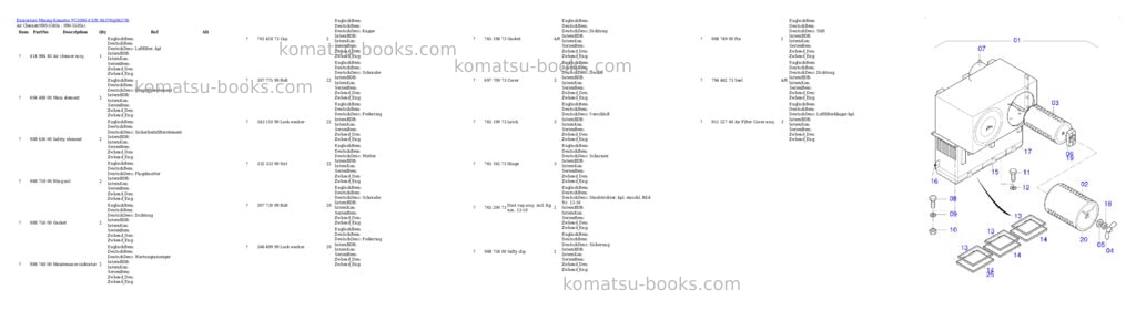 Komatsu PC3000-6 S/N 06378 Parts catalog cover Page 7 Komatsu PC3000-6 S/N 06378 Parts catalog cover Page 7