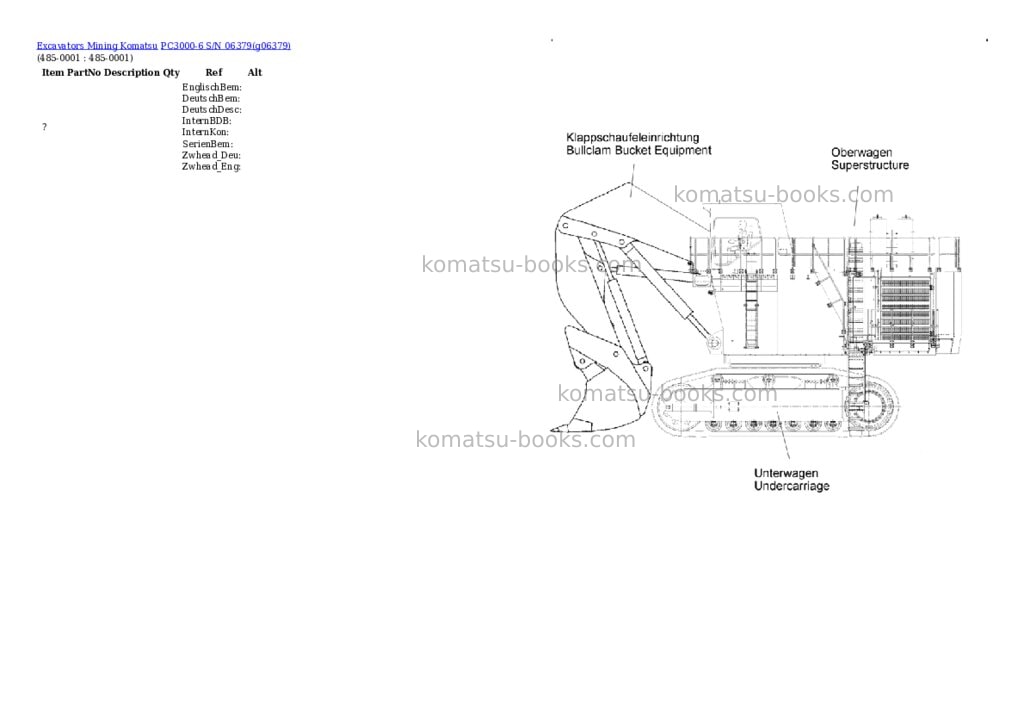 Komatsu PC3000-6 S/N 06379 Parts catalog cover Page 10