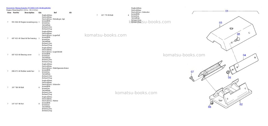 Komatsu PC3000-6 S/N 06382 Parts catalog cover