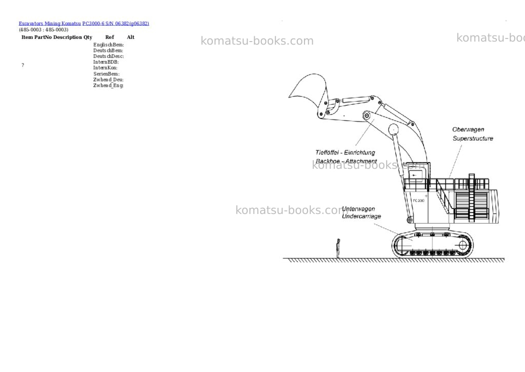 Komatsu PC3000-6 S/N 06382 Parts catalog cover Page 10