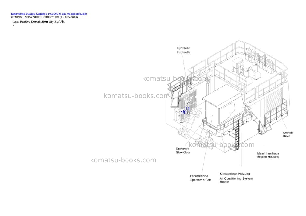 Komatsu PC3000-6 S/N 06386 Parts catalog cover