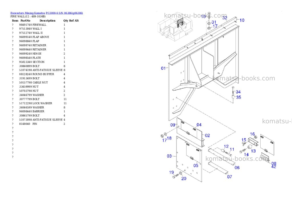 Komatsu PC3000-6 S/N 06386 Parts catalog cover Page 10