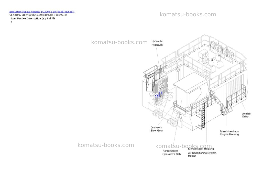 Komatsu PC3000-6 S/N 06387 Parts catalog cover