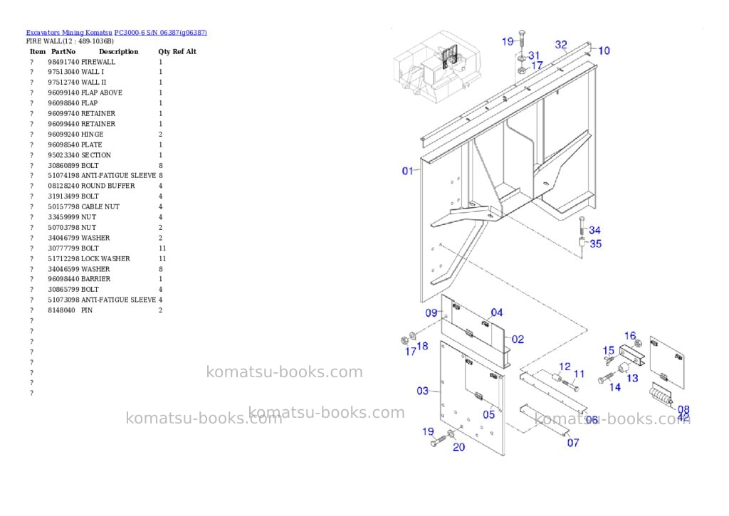 Komatsu PC3000-6 S/N 06387 Parts catalog cover Page 10