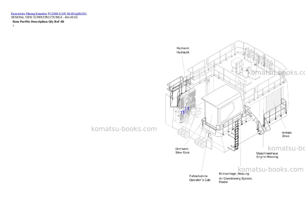 Komatsu PC3000-6 S/N 06391 Parts catalog cover