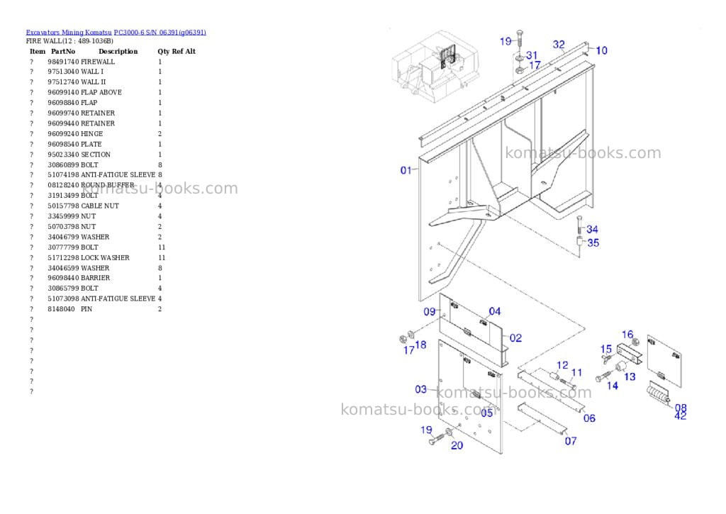 Komatsu PC3000-6 S/N 06391 Parts catalog cover Page 10
