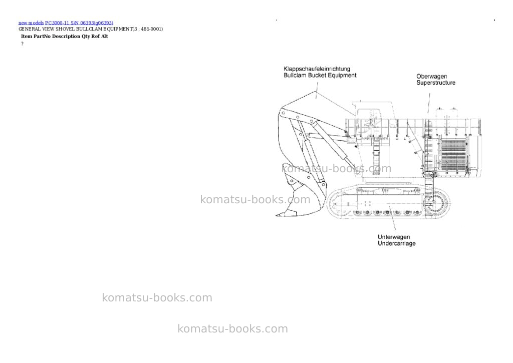 Komatsu PC3000-11 S/N 06393 Parts catalog cover