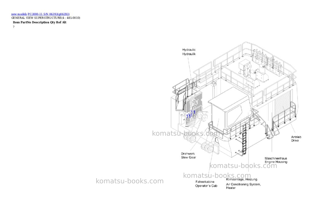 Komatsu PC3000-11 S/N 06393 Parts catalog cover Page 2
