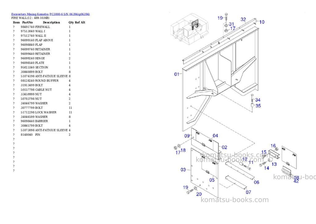 Komatsu PC3000-6 S/N 06394 Parts catalog cover Page 10