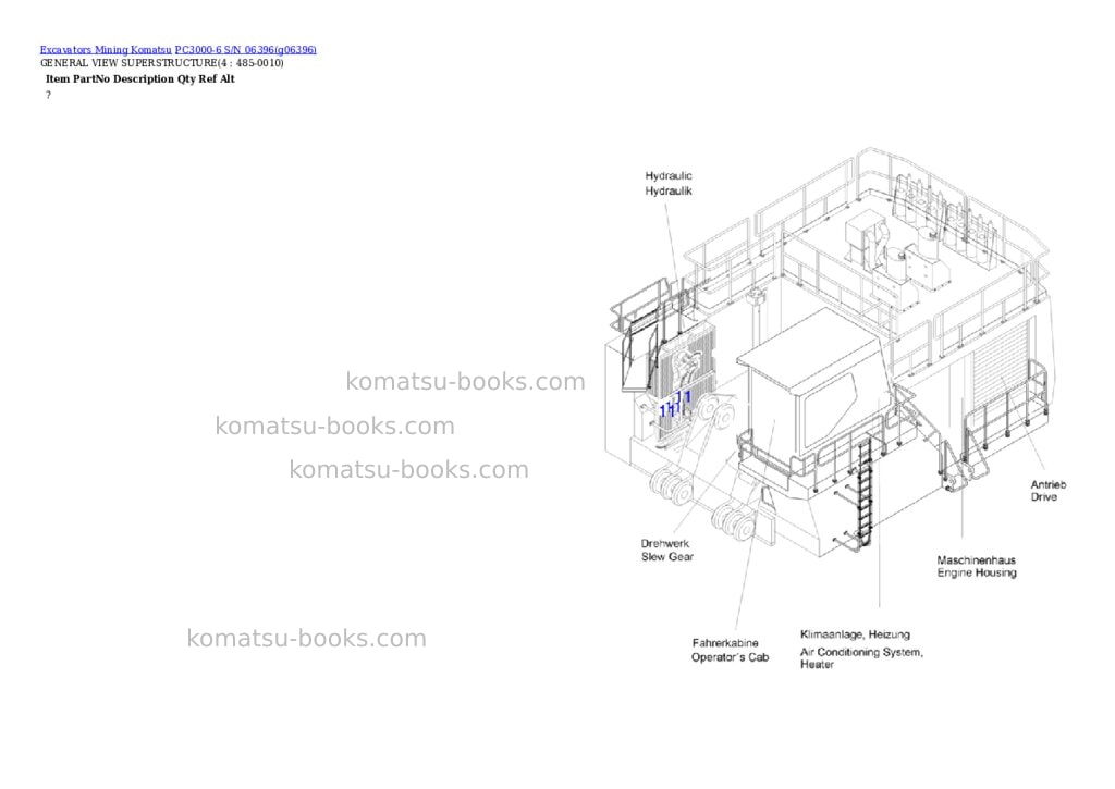 Komatsu PC3000-6 S/N 06396 Parts catalog cover