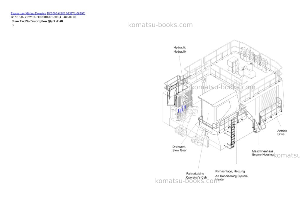 Komatsu PC3000-6 S/N 06397 Parts catalog cover