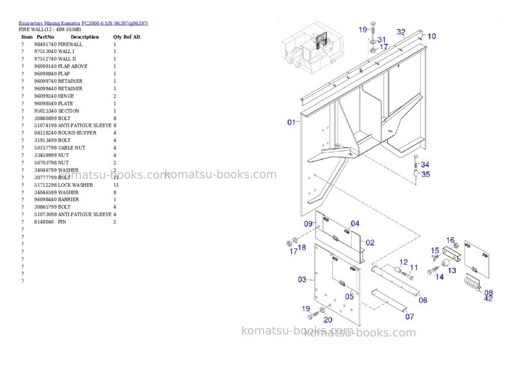 Komatsu PC3000-6 S/N 06397 Parts catalog cover Page 10