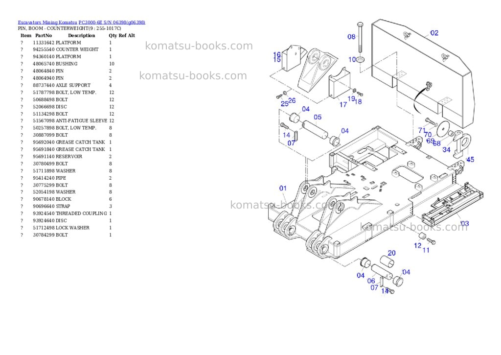 Komatsu PC3000-6E S/N 06398 Parts catalog cover Komatsu PC3000-6E S/N 06398 Parts catalog cover