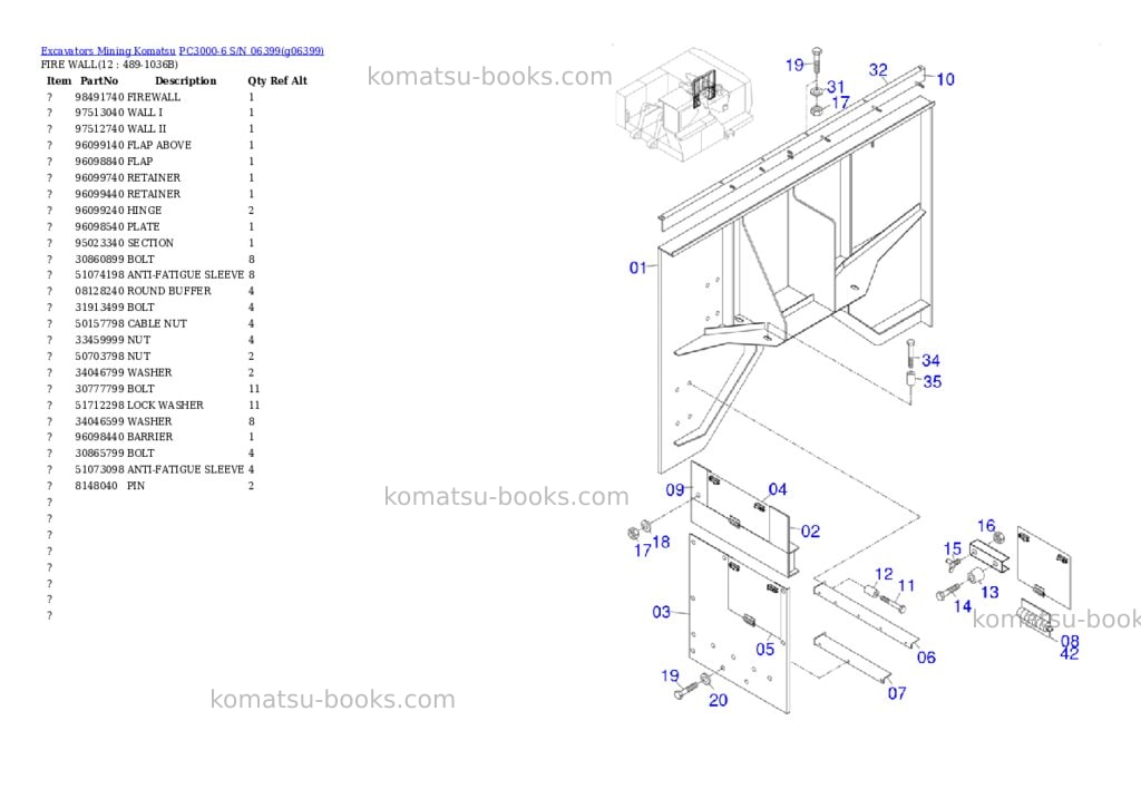 Komatsu PC3000-6 S/N 06399 Parts catalog cover Page 5
