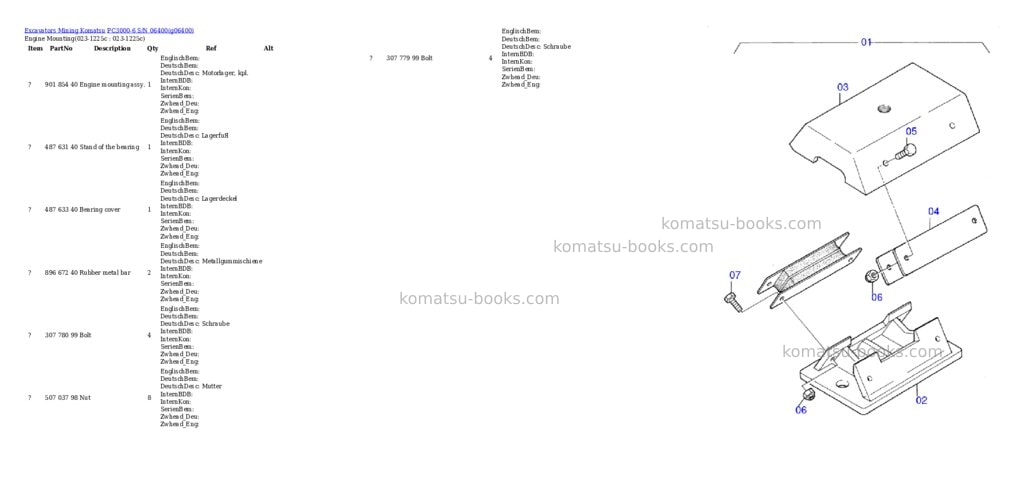 Komatsu PC3000-6 S/N 06400 Parts catalog cover