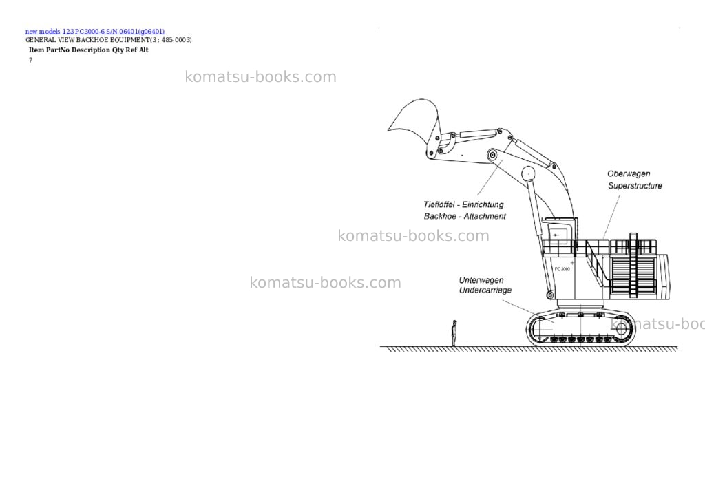 Komatsu PC3000-6 S/N 06401 Parts catalog cover
