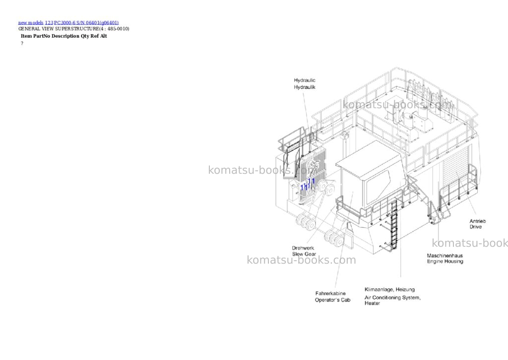 Komatsu PC3000-6 S/N 06401 Parts catalog cover Page 2