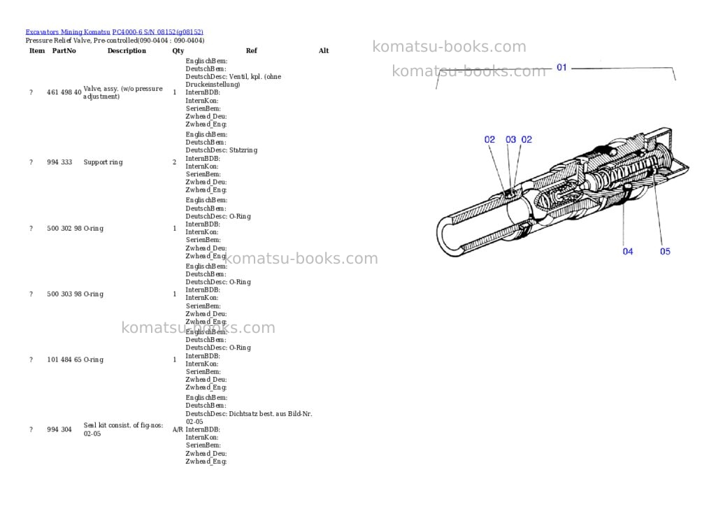 Komatsu pc4000-6 s/n 08152 Parts catalog cover Page 8 Komatsu pc4000-6 s/n 08152 Parts catalog cover Page 8